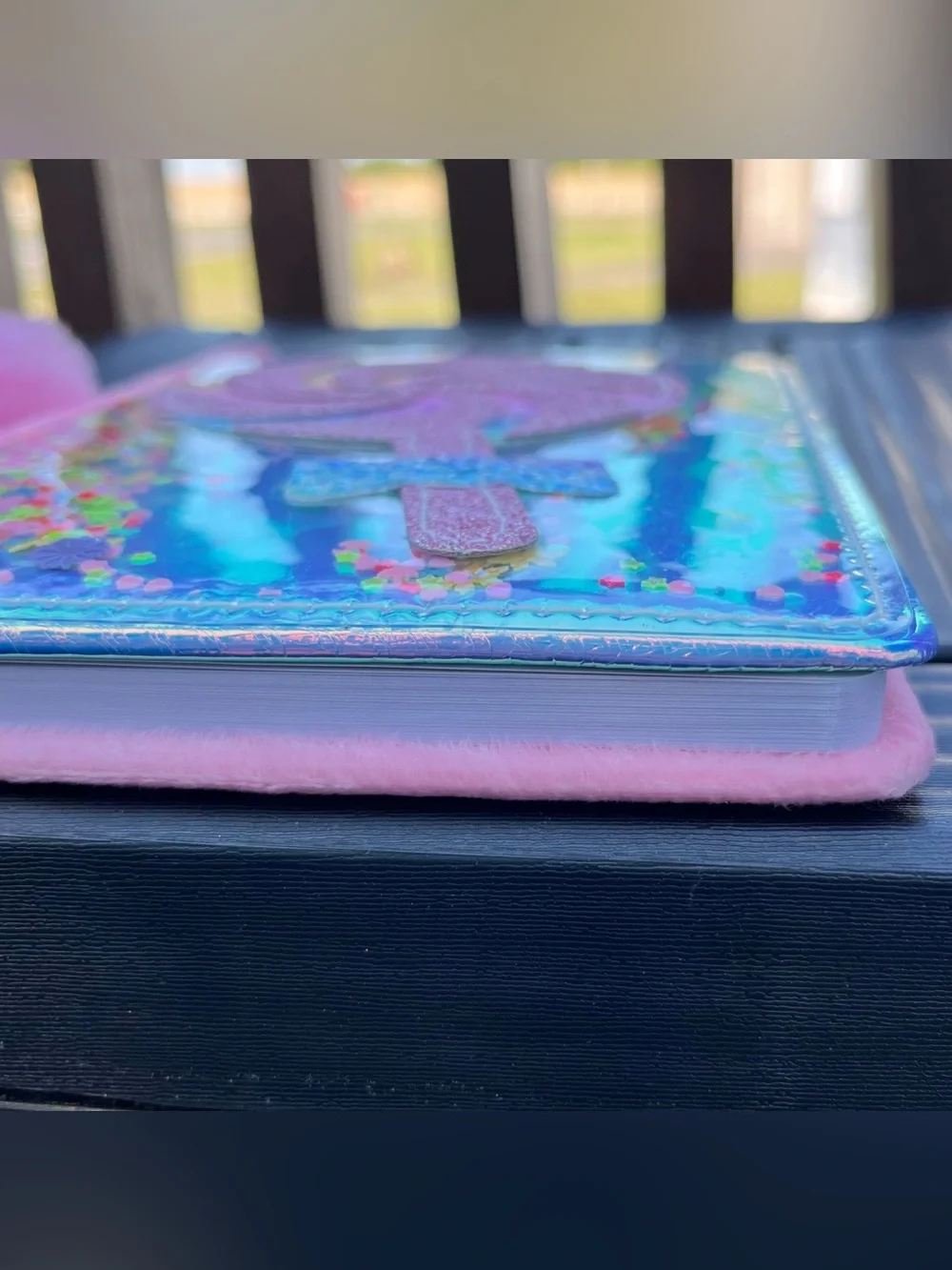 Holographic Kawaii Pink Blue Lollipop with Bow Glitter Notebook